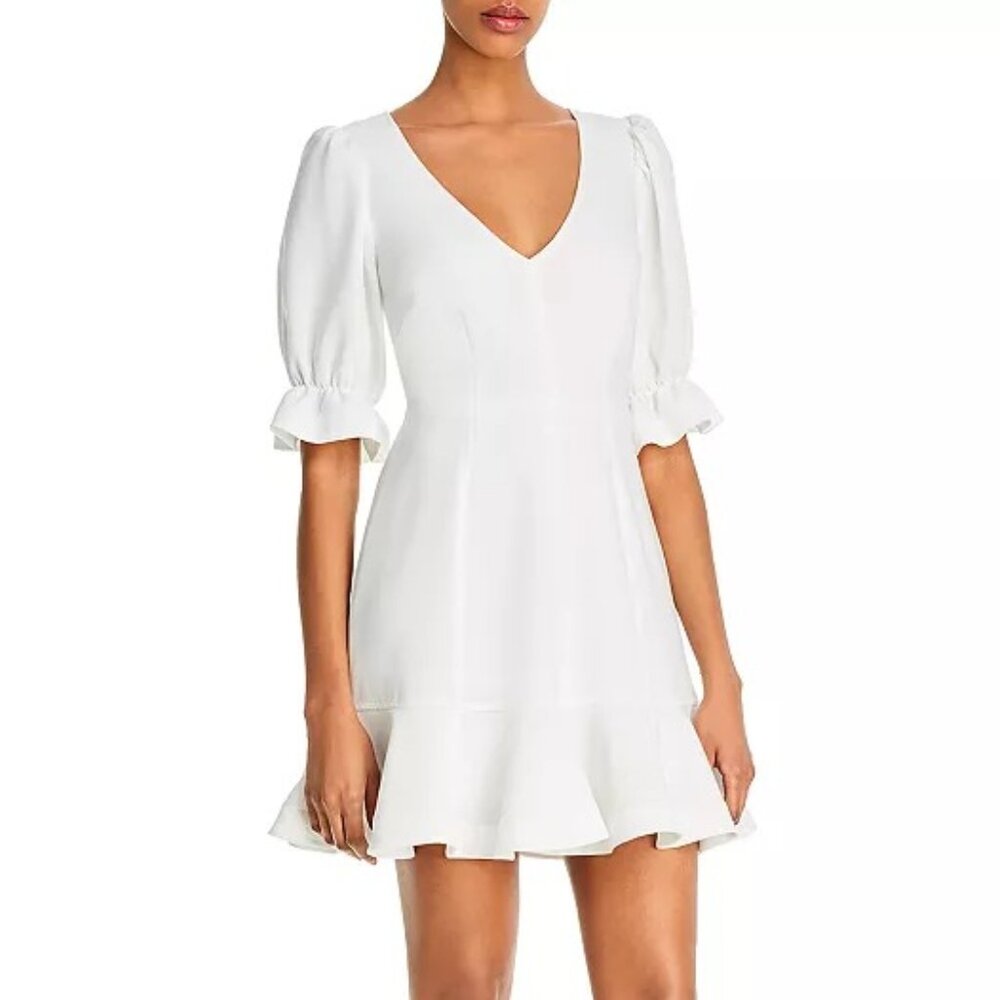 Cinq a Sept Riley Ruffled Mini Dress in White Size 14